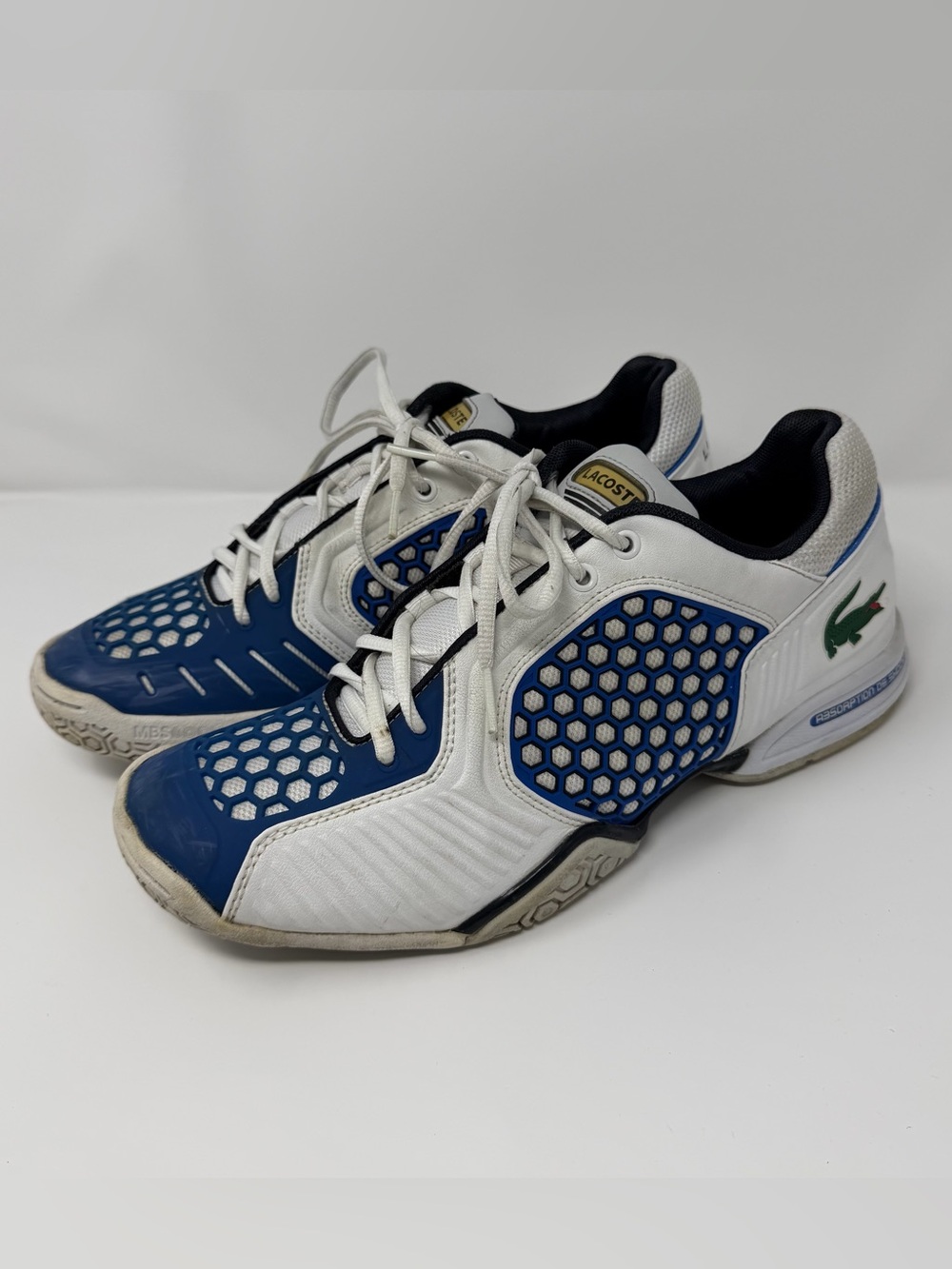 Vintage Lacoste Men's White, Blue & Green Athletic Sneakers